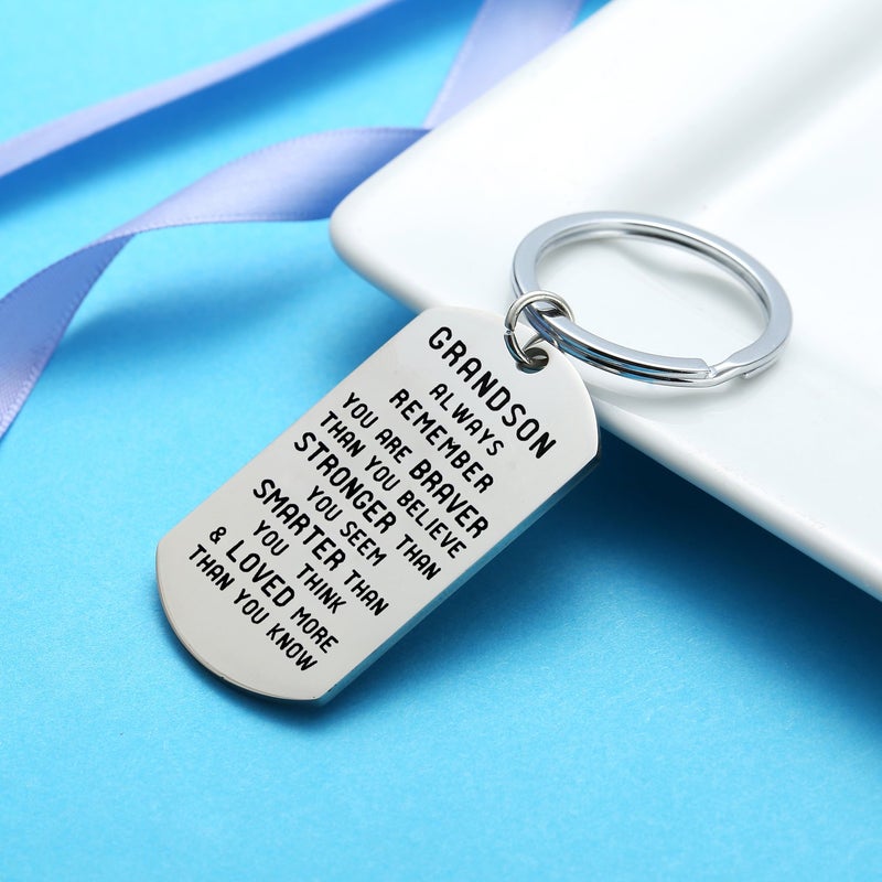 Nimteve Grandson Keychain Inspirational Gifts for Grandson from Grandmother Grandparents Powerful Message Key Tag Key Chains - Image 5